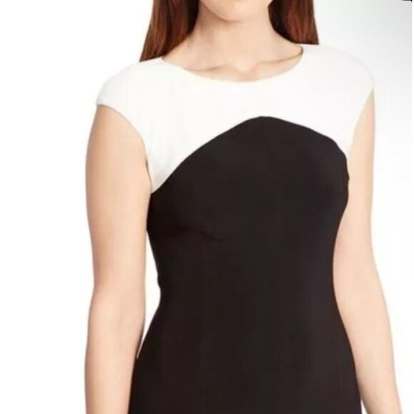 Size 18 2X AMERICAN LIVING NAVY BLUE COLORBLOCK DRESS Spring Summer‎ PLUS SIZE - Picture 2 of 5